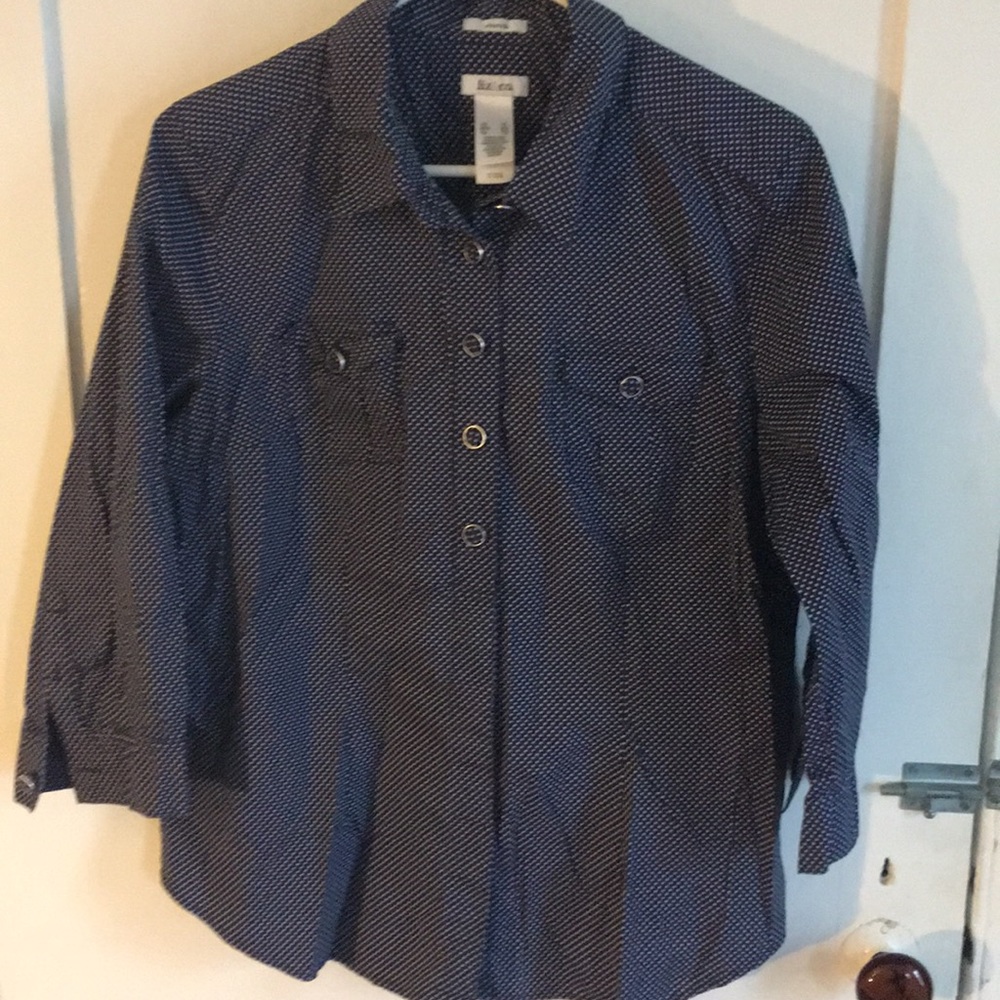 Dark blue and white polka dots